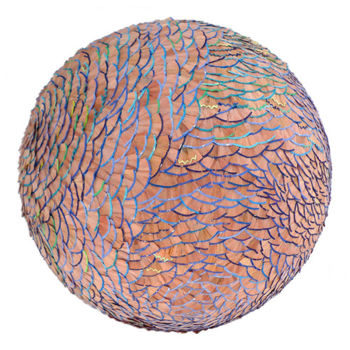 「sphère bleue」というタイトルの彫刻 Helga Stuberによって, オリジナルのアートワーク, ウッド