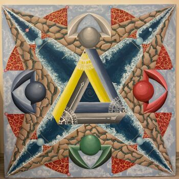 Malerei mit dem Titel "Harmony of the elem…" von Helga, Original-Kunstwerk, Acryl Auf Holzplatte montiert