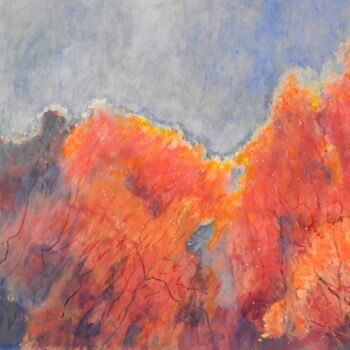 Malarstwo zatytułowany „Landscape Orange-Ma…” autorstwa Helge Hensel, Oryginalna praca, Akryl