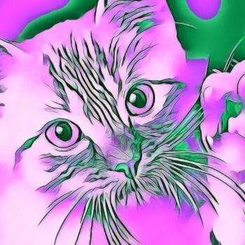 Arts numériques intitulée "Digital kitty" par Heli Anton, Œuvre d'art originale, Travail numérique 2D