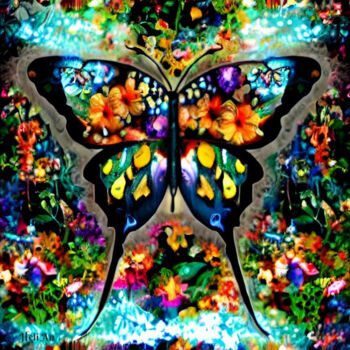 Digitale Kunst getiteld "Digital butterfly" door Heli Anton, Origineel Kunstwerk, Digitaal Schilderwerk