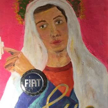 Peinture intitulée "Vierge à l’interrup…" par Frédérique Cretin (Fé), Œuvre d'art originale, Huile
