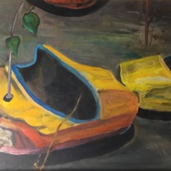 Картина под названием "Autos tamponneuses…" - Frédérique Cretin (Fé), Подлинное произведение искусства, Масло