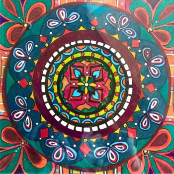 Painting titled "Mandala" by Heloana Terpan, Original Artwork, Acrylic