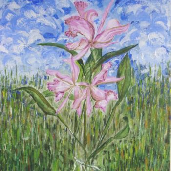 Pintura intitulada "laelia-serie-flores…" por Heloisa Meira Roessing, Obras de arte originais