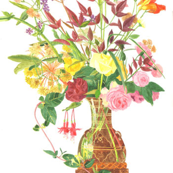 Картина под названием "Grand Bouquet" - Héloïse Chouard, Подлинное произведение искусства, Акварель