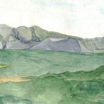 Pintura intitulada "montagne les Alpes" por Héloïse Chouard, Obras de arte originais, Aquarela