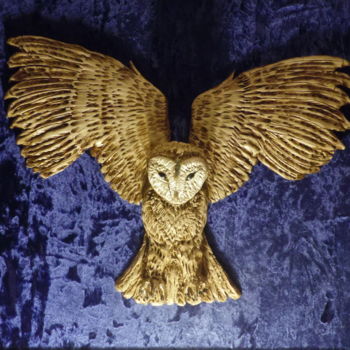 Sculptuur getiteld "CHOUETTE  OWL  BÚHO" door Hélène Patris, Origineel Kunstwerk, Terra cotta