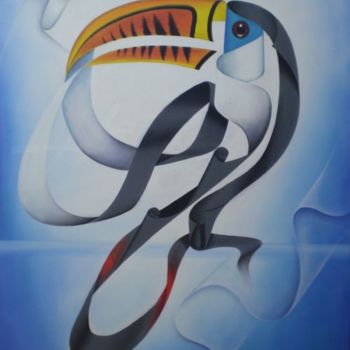 Malerei mit dem Titel "TUCANO" von Helton Faustino, Original-Kunstwerk, Öl