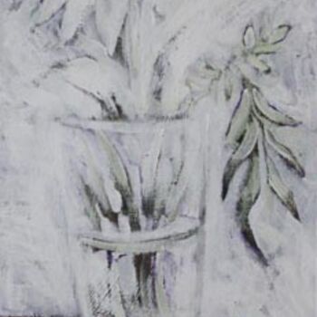 Schilderij getiteld "Белые цветы и черны…" door Moshe Hemain, Origineel Kunstwerk, Anders