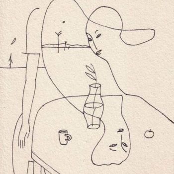 Рисунок под названием "Раскрытие-Opening Up" - Moshe Hemain, Подлинное произведение искусства