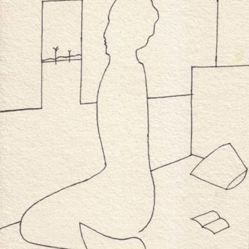 Рисунок под названием "Погруженная в созер…" - Moshe Hemain, Подлинное произведение искусства