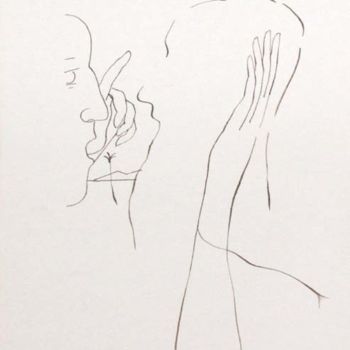 Рисунок под названием "Когда человек говор…" - Moshe Hemain, Подлинное произведение искусства