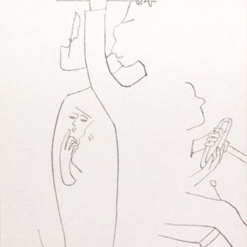Dessin intitulée "В автобусе- On the…" par Moshe Hemain, Œuvre d'art originale