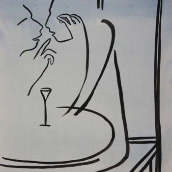 Картина под названием "... есть другой мир…" - Moshe Hemain, Подлинное произведение искусства, Акварель