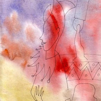Картина под названием "Цирк-A Circus" - Moshe Hemain, Подлинное произведение искусства, Масло