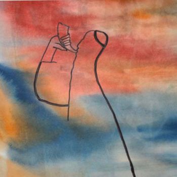 Картина под названием "Трубите в шофар-Blo…" - Moshe Hemain, Подлинное произведение искусства, Масло
