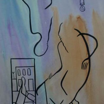Картина под названием "Идущие по ступеням-…" - Moshe Hemain, Подлинное произведение искусства, Другой