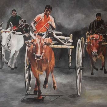 Painting titled "Lead from the Front" by Hemantha Warakapitiya, Original Artwork, Acrylic Mounted on Wood Stretcher frame