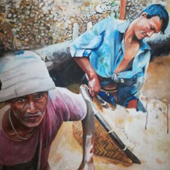 绘画 标题为“Treasure Hunt” 由Hemantha Warakapitiya, 原创艺术品, 丙烯 安装在木质担架架上