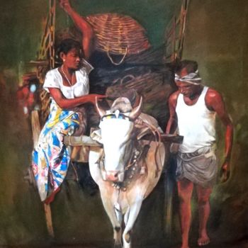Painting titled "The United Family" by Hemantha Warakapitiya, Original Artwork, Acrylic Mounted on Wood Stretcher frame