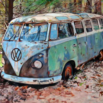 Painting titled "Rusted Nostalgia" by Hemantha Warakapitiya, Original Artwork, Acrylic Mounted on Wood Stretcher frame