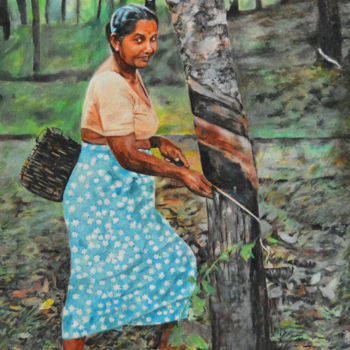 Painting titled "Pride in Work" by Hemantha Warakapitiya, Original Artwork, Acrylic Mounted on Wood Stretcher frame