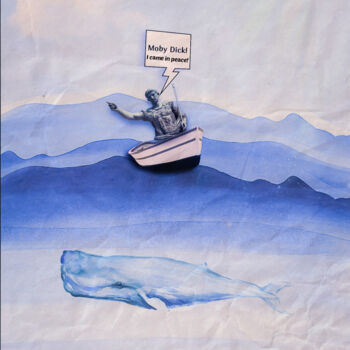 Collages intitulée "Moby Dick! I Came i…" par Hemza Zeghar, Œuvre d'art originale, Collages