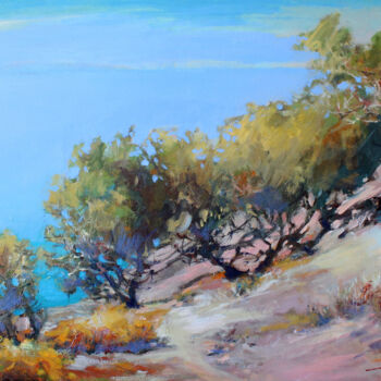 Pintura titulada "Mediterranean cedar…" por Henadzy Havartsou, Obra de arte original, Oleo Montado en Bastidor de camilla de…
