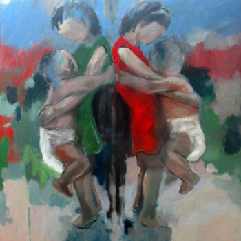 Painting titled "Young Sister Huggin…" by Heng Eowlin, Original Artwork