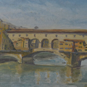 Peinture intitulée "The Ponte Vecchio.…" par Hennadii Volokitin, Œuvre d'art originale, Huile