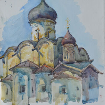 Картина под названием "St. Basil's Church…" - Hennadii Volokitin, Подлинное произведение искусства, Акварель
