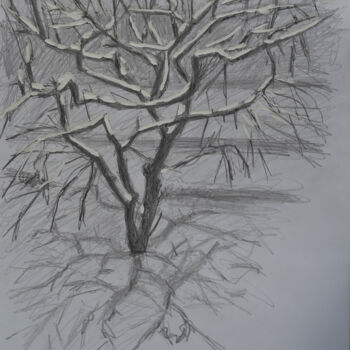 Desenho intitulada "The tree and the sh…" por Hennadii Volokitin, Obras de arte originais, Lápis