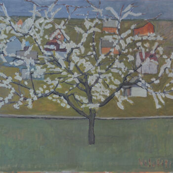 绘画 标题为“Blooming cherry” 由Hennadii Volokitin, 原创艺术品, 油