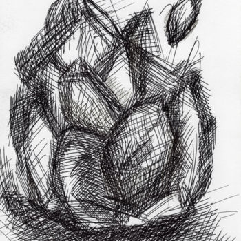Рисунок под названием "Sans titre" - Hennel, Подлинное произведение искусства, Шариковая ручка