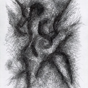 Drawing titled "Sans titre" by Hennel, Original Artwork, Ballpoint pen