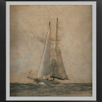 "Marconi schooner on…" başlıklı Resim Hénohut De Zhéry tarafından, Orijinal sanat, Guaş boya