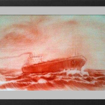 Drawing titled "Panamax bulker at s…" by Henohut De Zhery, Original Artwork, Chalk
