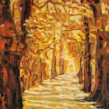 Peinture intitulée "Forêt de chênes de…" par Henri Borowski, Œuvre d'art originale, Huile