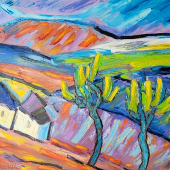 「couleurs paysage du…」というタイトルの絵画 Henri Borowskiによって, オリジナルのアートワーク, オイル ウッドストレッチャーフレームにマウント