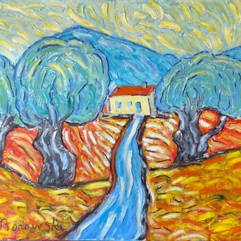 Peinture intitulée "Chemin des oliviers" par Henri Borowski, Œuvre d'art originale, Huile
