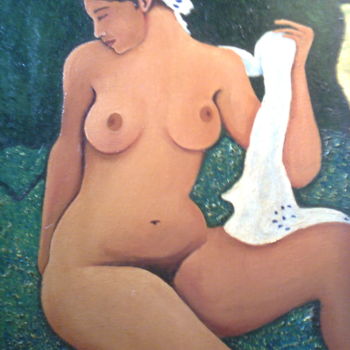 Malerei mit dem Titel "la-baigneuse-au-fou…" von Henri Cosso, Original-Kunstwerk, Öl