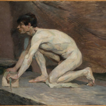 「The Marble Polisher」というタイトルの絵画 Henri De Toulouse-Lautrecによって, オリジナルのアートワーク, オイル