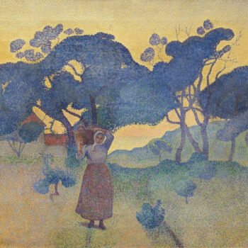 Pittura intitolato "The farm, evening" da Henri-Edmond Cross, Opera d'arte originale, Olio