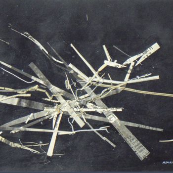 Collages getiteld "Abstrait 2- Coupure…" door Henri Eisenberg, Origineel Kunstwerk, Papier snijwerk Gemonteerd op Karton