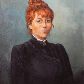 Peinture intitulée "Myrna robe noire" par Henri Eisenberg, Œuvre d'art originale, Huile