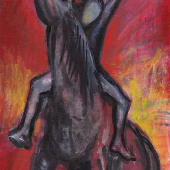 Peinture intitulée "Cavalier bras levés" par Henri Eisenberg, Œuvre d'art originale, Acrylique