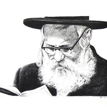 Prenten & gravures getiteld "Rabbin qui lit" door Henri Eisenberg, Origineel Kunstwerk, Lithografie