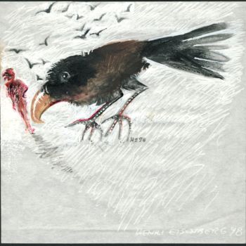 Malerei mit dem Titel "Corbeau et Silhouet…" von Henri Eisenberg, Original-Kunstwerk, Andere