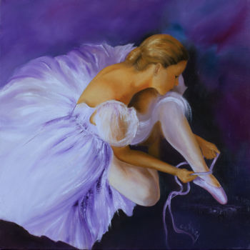 Painting titled "Danseuse au repos" by Claudine Eymery, Original Artwork, Oil